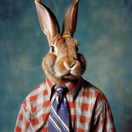 90s-yearbook-photo-flemish-giant-rabbit-shirt-tie-full-body-studio-8f35d65ac9124a5dbeeb1c9f927b6be1