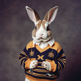 90s-yearbook-photo-of-mini-rex-rabbit-in-a-vintage-sweater-full-body-studio-background-5349be51c21041399e2543361df6dce6