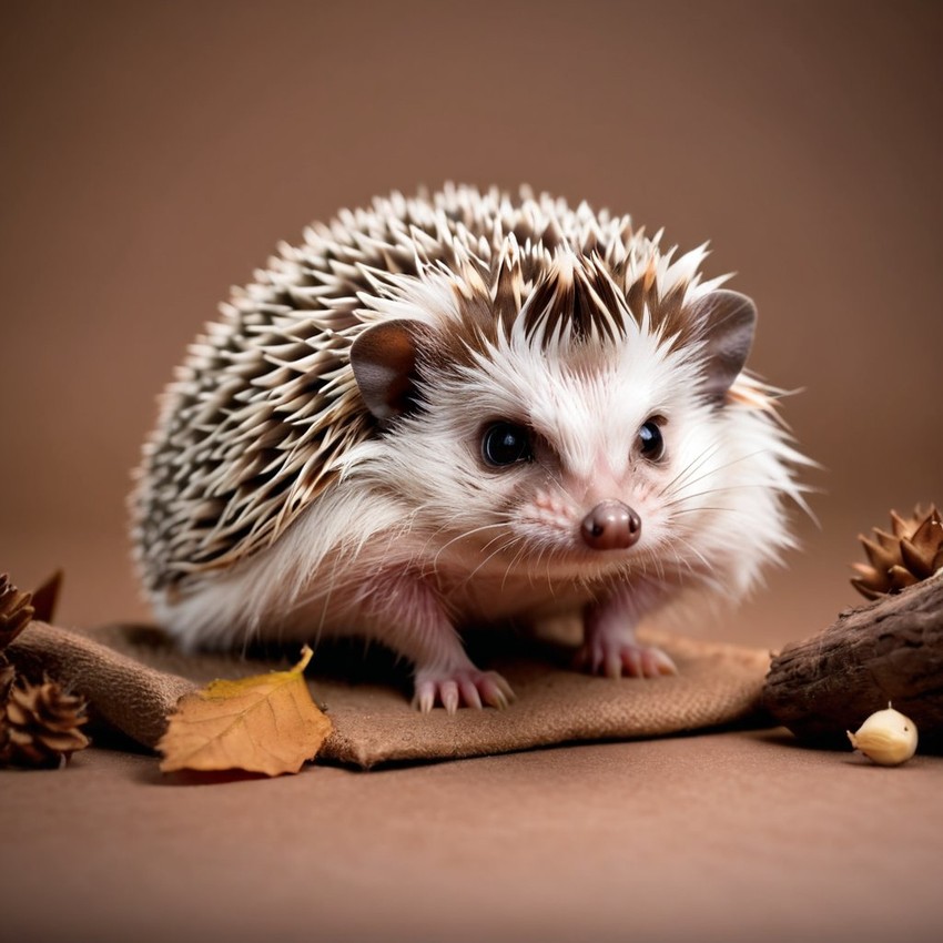 african pygmy hedgehog with a diffused background, capturing their natural beauty in a cute and elegant pose.