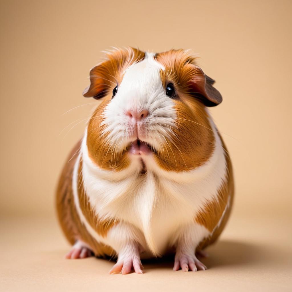 american guinea pig with a diffused background, capturing their natural beauty in a cute and elegant pose.