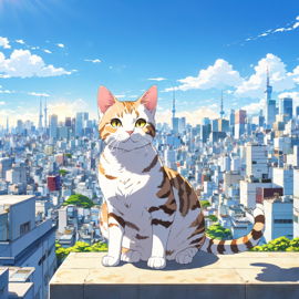 anime-artwork-of-american-shorthair-cat-in-tokyo-on-a-sunny-day-with-clear-blue-skies-and-cityscape-background-63b3f371f51b40a9a091a9a74ff372f7