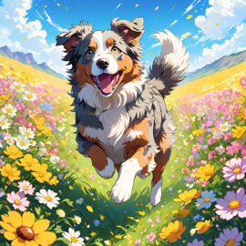 anime-artwork-of-australian-shepherd-running-through-a-vibrant-field-of-flowers-with-clear-blue-skies-fc5812ebacd14bc7ad513921d6a4076d