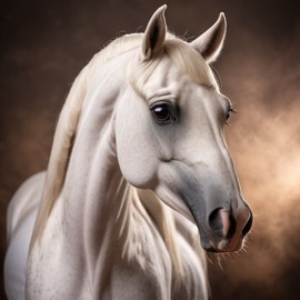 professional headshot of arabian horse for a cv or linkedin, studio photo with diffused background.