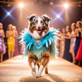 australian-shepherd-sparkling-sequined-dress-feathered-boa-catwalk-811f5931addf4b6583e6512383637d16