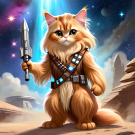 balinese cat as chewbacca from star wars, ethereal and magical.