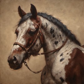 baroque oil painting of appaloosa horse with soft lighting in diego velazquez style, elegant and sophisticated.