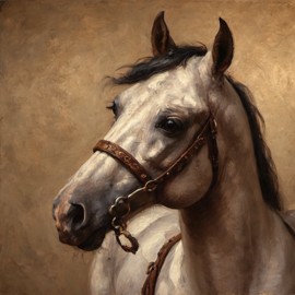 baroque oil painting of arabian horse with soft lighting in diego velazquez style, elegant and sophisticated.