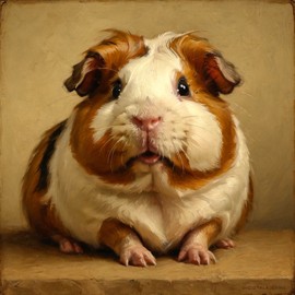 baroque oil painting of american guinea pig with soft lighting in diego velazquez style, elegant and sophisticated.