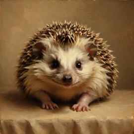 baroque oil painting of african pygmy hedgehog with soft lighting in diego velazquez style, elegant and sophisticated.