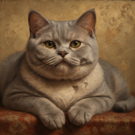 baroque oil painting of british shorthair cat with soft lighting in diego velazquez style, elegant and sophisticated.