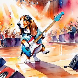 basset-hound-musician-watercolor-painting-guitar-concert-hall-f6ef070125d942c398cbec16e59de91f