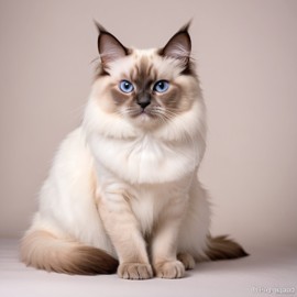 birman cat with a diffused background, capturing their natural beauty in a cute and elegant pose.