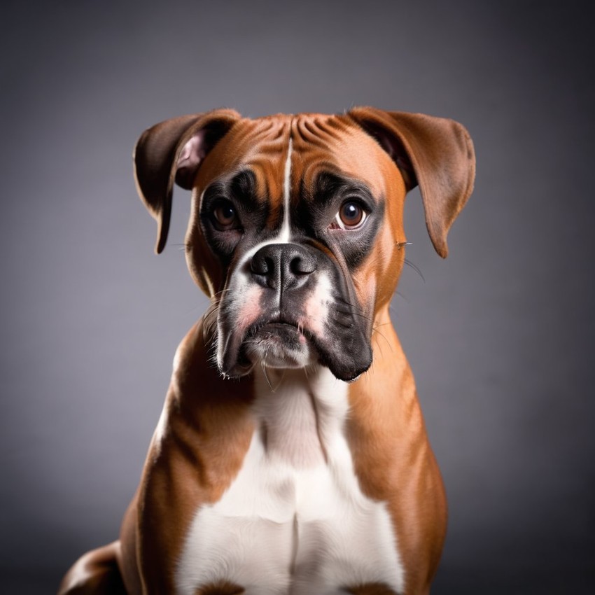 boxer with a diffused background, capturing their natural beauty in a cute and elegant pose.