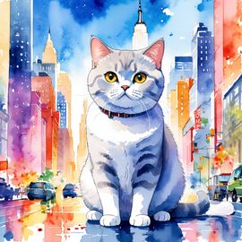 british-shorthair-cat-new-york-vibrant-watercolor-illustration-detailed-happy-f3ed82c4eed948cea0e6f9c3ad184a76