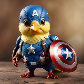 canary bird as captain america from avengers, lifelike and highly detailed.