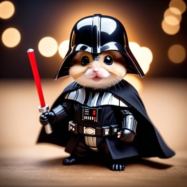 chinese hamster as darth vader from star wars, dressed as darth vader in a detailed star wars scene.