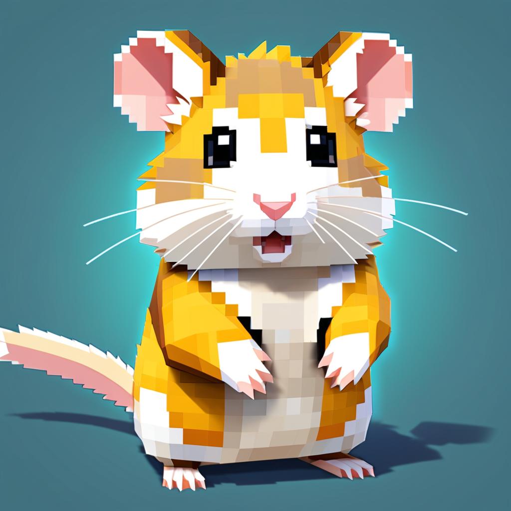 chinese hamster as a minecraft character in pixel graphics, capturing the charm of the blocky minecraft universe.