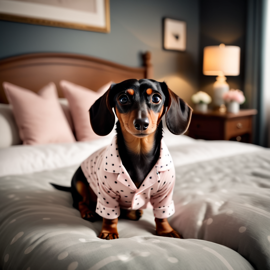 dachshund-cozy-pyjamas-posh-bedroom-e5d1bbb3eff44ba3a031f78d828589e6