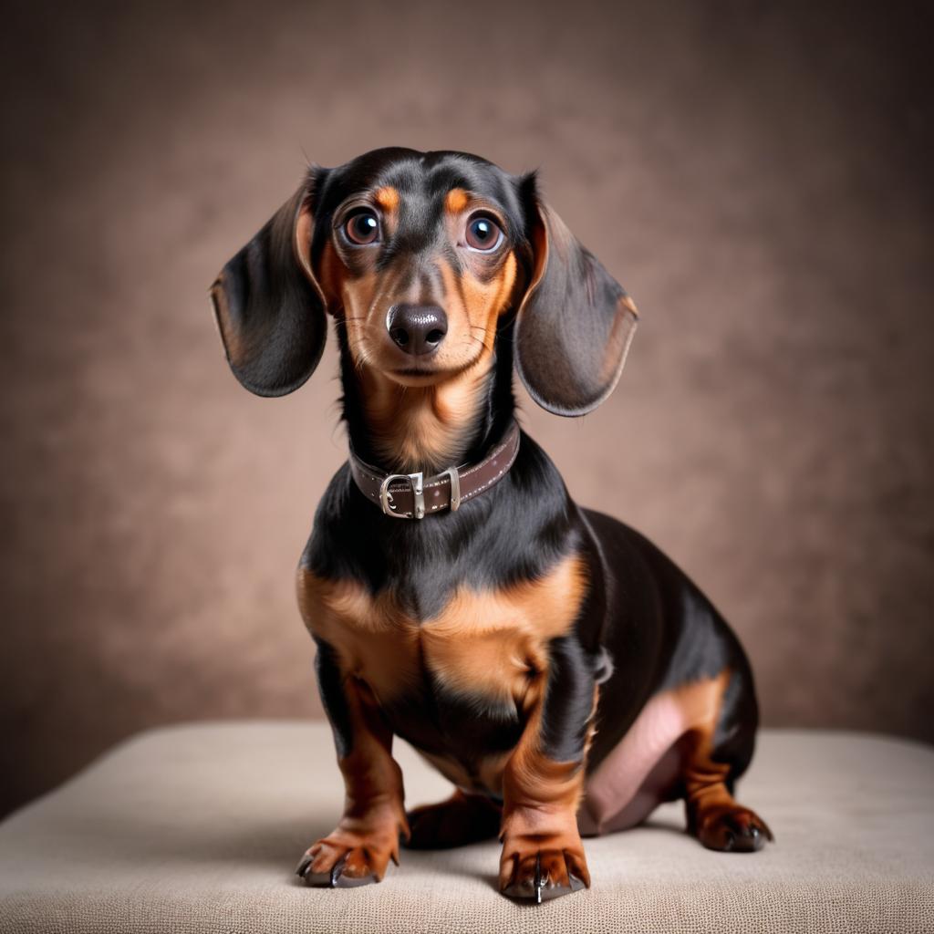 dachshund with a diffused background, capturing their natural beauty in a cute and elegant pose.