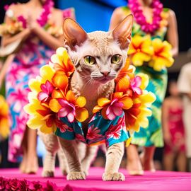 devon-rex-cat-hawaiian-shirt-floral-lei-catwalk-4ad6832a21d34c33a9054a14644b9a1b