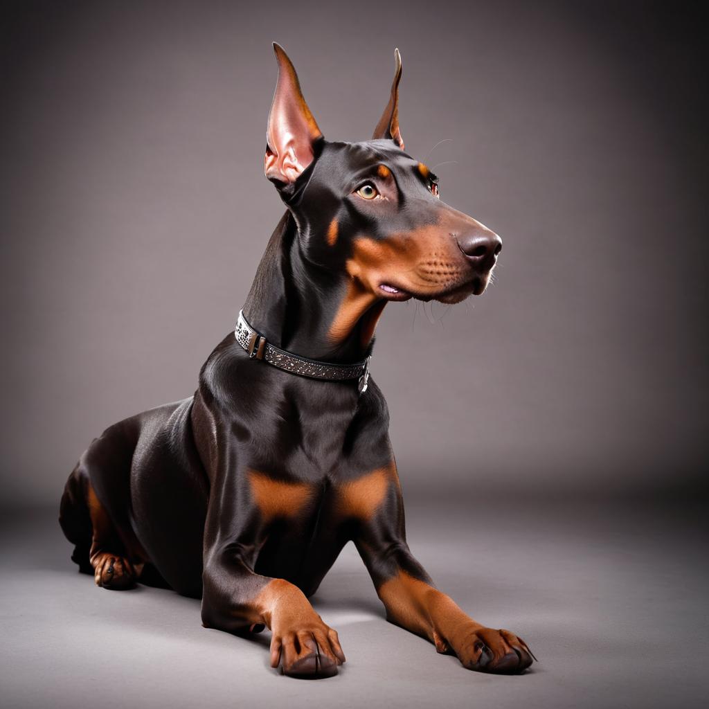 doberman pinscher with a diffused background, capturing their natural beauty in a cute and elegant pose.