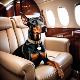 doberman-pinscher-gulfstream-private-jet-elegant-clothing-posh-happy-967365f29b784753a5cbe66e75933087