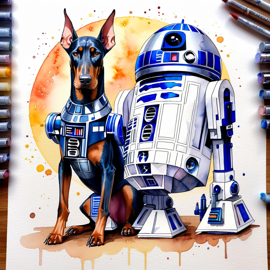 doberman-r2d2-watercolor-starwars-41e49c82ba674525afd1c696c67c735d