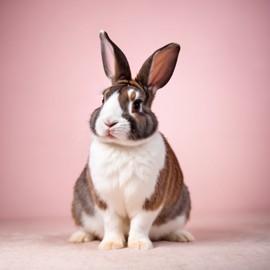 dutch rabbit with a diffused background, capturing their natural beauty in a cute and elegant pose.