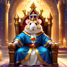 ethereal fantasy art of dwarf campbell russian hamster as a king in a magical castle, wearing a crown and robe with a majestic, painterly style.