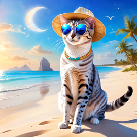 egyptian-mau-cat-beach-sunglasses-summer-hat-cde566aa3d944f8eb4890b85457354b4