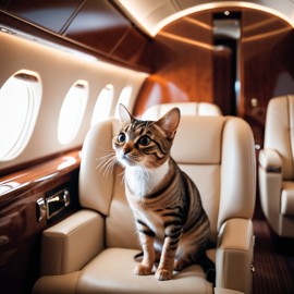 tetra fish in a gulfstream private jet, dressed in elegant clothing, capturing a posh and happy moment.