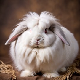 english angora rabbit with a diffused background, capturing their natural beauty in a cute and elegant pose.