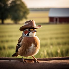 finch-bird-cowboy-hat-midwest-countryside-farm-a6a57d25ec344d40a6e0c1a62302e355