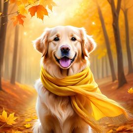 golden-retriever-yellow-scarf-ethereal-magical-d0a7e3e0ce124a918b4f63415452a7e7