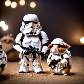 teddy guinea pig as stormtrooper from star wars, dressed as a stormtrooper in a detailed star wars scene.