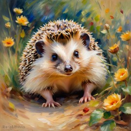 european hedgehog in the style of renoir, showcasing classic artistic brush strokes and timeless elegance.