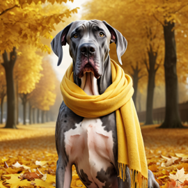 hyperrealistic-great-dane-autumn-yellow-scarf-bf99c3b857034ad1b9d10c8d3befe490