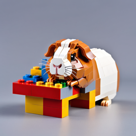 american guinea pig made of lego bricks in a professional studio photo, detailed and colorful lego environment.