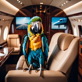 macaw-bird-gulfstream-private-jet-elegant-clothing-posh-happy-b08dfb7a0fa04ecd967eeab06395b722