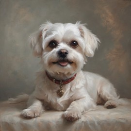 baroque oil painting of maltese with soft lighting in diego velazquez style, elegant and sophisticated.