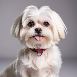 professional headshot of maltese for a cv or linkedin, studio photo with diffused background.