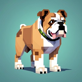 bulldog as a minecraft character in pixel graphics, capturing the charm of the blocky minecraft universe.