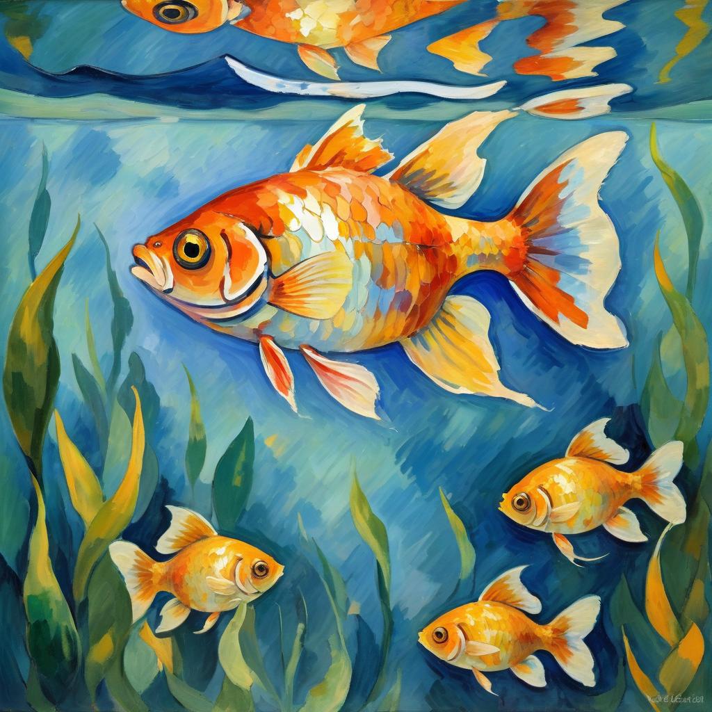 molly fish in the style of cezanne, highlighting classic brush strokes and an elegant, timeless look.