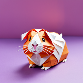 origami style portrait of american guinea pig, depicting them in intricate and beautifully folded paper art, capturing a happy and cute essence.