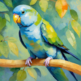 parrotlet bird in the style of cezanne, highlighting classic brush strokes and an elegant, timeless look.