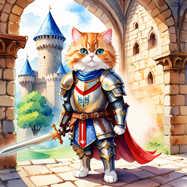 persian-cat-knight-watercolor-castle-13f066c783734984bd66ac6ad8ab9bd1