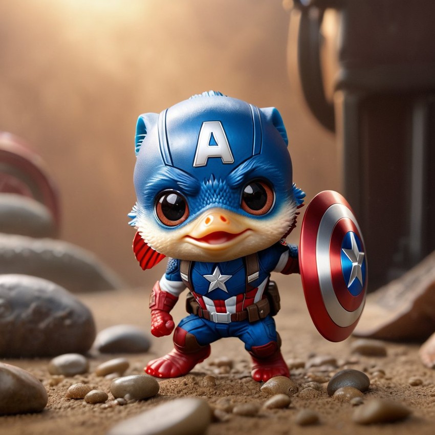 platy fish as captain america from avengers, lifelike and highly detailed.