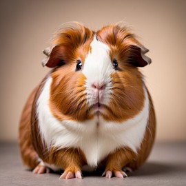 professional headshot of abyssinian guinea pig for a cv or linkedin, studio photo with diffused background.