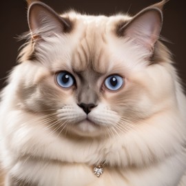 professional headshot of birman cat for a cv or linkedin, studio photo with diffused background.