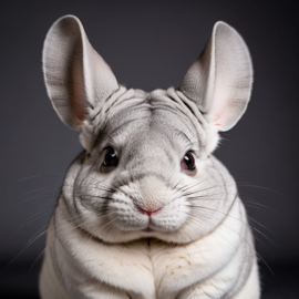 professional headshot of white chinchilla for a cv or linkedin, studio photo with diffused background.